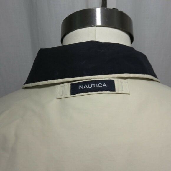 Vintage 90s Nautica XL Beige Navy Blue Jacket - Picture 6 of 8